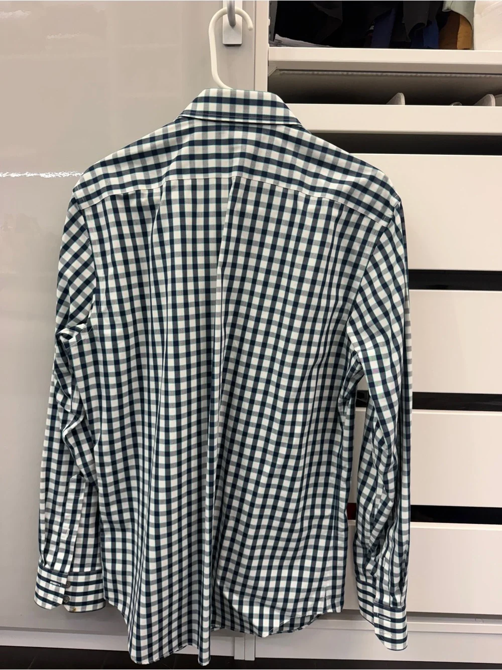 Banana Republic Navy and White Gingham Button-Down Shirt